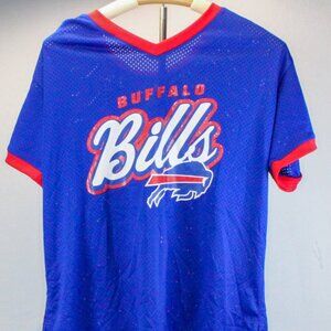 Girls Buffalo Bills V-Neck Short Sleeve Mesh Jersey Tee